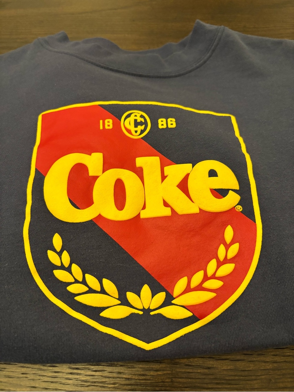Coca-Cola Crest Sweatshirt Varsity Stripe Sleeve